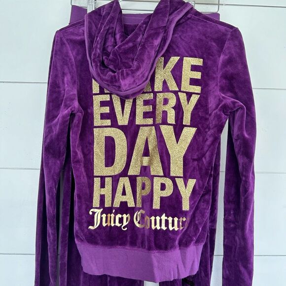 Juicy Couture Women’s Medium Jacket Petite Pants Make Everyday Happy Y2K 2000s - Picture 5 of 14
